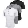 COOFANDY Men’s 3 Pack Henley Shirts Short Sleeve Casual Basic Tees Classic Henley Summer Solid T Shirts with Pocket(Black/Gray/White)