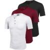 COOFANDY Men’s 3 Pack Henley Shirts Short Sleeve Casual Basic Tees Classic Henley Summer Solid T Shirts with Pocket(Black/White/Wine Red)