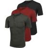 COOFANDY Men’s 3 Pack Henley Shirts Short Sleeve Casual Basic Tees Classic Henley Summer Solid T Shirts with Pocket(Black/Wine/Dark Grey)