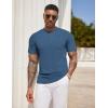 COOFANDY Men’s 3 Pack Henley Shirts Short Sleeve Casual Basic Tees Classic Henley Summer Solid T Shirts with Pocket(Blue)