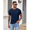 COOFANDY Men’s 3 Pack Henley Shirts Short Sleeve Casual Basic Tees Classic Henley Summer Solid T Shirts with Pocket(Dark Blue)