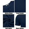 COOFANDY Men’s 3 Pack Henley Shirts Short Sleeve Casual Basic Tees Classic Henley Summer Solid T Shirts with Pocket(Dark Blue)