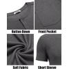 COOFANDY Men’s 3 Pack Henley Shirts Short Sleeve Casual Basic Tees Classic Henley Summer Solid T Shirts with Pocket(Dark Gray)