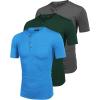 COOFANDY Men’s 3 Pack Henley Shirts Short Sleeve Casual Basic Tees Classic Henley Summer Solid T Shirts with Pocket(Dark Gray/Blue/Green)