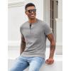 COOFANDY Men’s 3 Pack Henley Shirts Short Sleeve Casual Basic Tees Classic Henley Summer Solid T Shirts with Pocket(Light Gray)