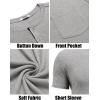 COOFANDY Men’s 3 Pack Henley Shirts Short Sleeve Casual Basic Tees Classic Henley Summer Solid T Shirts with Pocket(Light Gray)