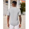 COOFANDY Men’s 3 Pack Henley Shirts Short Sleeve Casual Basic Tees Classic Henley Summer Solid T Shirts with Pocket(Light Grey)