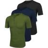 COOFANDY Men’s 3 Pack Henley Shirts Short Sleeve Casual Basic Tees Classic Henley Summer Solid T Shirts with Pocket(Navy Blue/Army Green/Black)