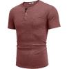 COOFANDY Men’s 3 Pack Henley Shirts Short Sleeve Casual Basic Tees Classic Henley Summer Solid T Shirts with Pocket(Red)