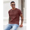 COOFANDY Men’s 3 Pack Henley Shirts Short Sleeve Casual Basic Tees Classic Henley Summer Solid T Shirts with Pocket(Red)