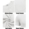 COOFANDY Men’s 3 Pack Henley Shirts Short Sleeve Casual Basic Tees Classic Henley Summer Solid T Shirts with Pocket(White)