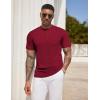 COOFANDY Men’s 3 Pack Henley Shirts Short Sleeve Casual Basic Tees Classic Henley Summer Solid T Shirts with Pocket(Wine Red)