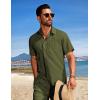 COOFANDY Mens Beach Outfits 2 Piece Sets Casual Short Sleeve Button Down Summer Textured Shirt(Army Green)