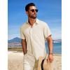 COOFANDY Mens Beach Outfits 2 Piece Sets Casual Short Sleeve Button Down Summer Textured Shirt(Beige)