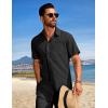 COOFANDY Mens Beach Outfits 2 Piece Sets Casual Short Sleeve Button Down Summer Textured Shirt(Black)