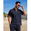 COOFANDY Mens Beach Outfits 2 Piece Sets Casual Short Sleeve Button Down Summer Textured Shirt(Blue Purple)