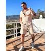 COOFANDY Mens Beach Outfits 2 Piece Sets Casual Short Sleeve Button Down Summer Textured Shirt(Light Brown)