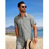 COOFANDY Mens Beach Outfits 2 Piece Sets Casual Short Sleeve Button Down Summer Textured Shirt(Light Gray)