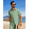 COOFANDY Mens Beach Outfits 2 Piece Sets Casual Short Sleeve Button Down Summer Textured Shirt(Light Green)