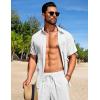 COOFANDY Mens Beach Outfits 2 Piece Sets Casual Short Sleeve Button Down Summer Textured Shirt(White)