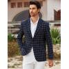 COOFANDY Men’s Blazer Casual Two Buttons Sport Coats Lightweight Suit Jacket(Checkered Blazer – Navy Blue)