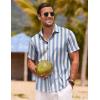 COOFANDY Men’s Blue-White Stripe Button Down Shirt Short Sleeve Summer Shirt Casual Shirts for Men Fashion Vacation
