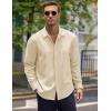 COOFANDY Men’s Button Down Long Sleeve Shirt Casual Untucked Dress Shirt Regular Fit Wedding Shirts(Beige)