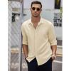 COOFANDY Men’s Button Down Long Sleeve Shirt Casual Untucked Dress Shirt Regular Fit Wedding Shirts(Beige)