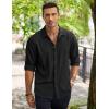 COOFANDY Men’s Button Down Long Sleeve Shirt Casual Untucked Dress Shirt Regular Fit Wedding Shirts(Black)