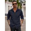 COOFANDY Men’s Button Down Long Sleeve Shirt Casual Untucked Dress Shirt Regular Fit Wedding Shirts(Black Iris)