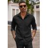 COOFANDY Men’s Button Down Long Sleeve Shirt Casual Untucked Dress Shirt Regular Fit Wedding Shirts(Black Onyx)