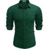 COOFANDY Men’s Button Down Long Sleeve Shirt Casual Untucked Dress Shirt Regular Fit Wedding Shirts(Dark Green)