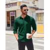 COOFANDY Men’s Button Down Long Sleeve Shirt Casual Untucked Dress Shirt Regular Fit Wedding Shirts(Dark Green)