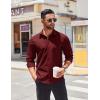 COOFANDY Men’s Button Down Long Sleeve Shirt Casual Untucked Dress Shirt Regular Fit Wedding Shirts(Dark Red)