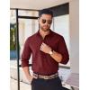 COOFANDY Men’s Button Down Long Sleeve Shirt Casual Untucked Dress Shirt Regular Fit Wedding Shirts(Dark Red)