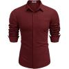 COOFANDY Men’s Button Down Long Sleeve Shirt Casual Untucked Dress Shirt Regular Fit Wedding Shirts(Dark Red)