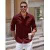 COOFANDY Men’s Button Down Long Sleeve Shirt Casual Untucked Dress Shirt Regular Fit Wedding Shirts(Dark Red)