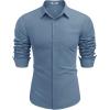COOFANDY Men’s Button Down Long Sleeve Shirt Casual Untucked Dress Shirt Regular Fit Wedding Shirts(Grey Blue)