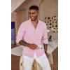 COOFANDY Men’s Button Down Long Sleeve Shirt Casual Untucked Dress Shirt Regular Fit Wedding Shirts(Icy Pink)
