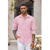 COOFANDY Men’s Button Down Long Sleeve Shirt Casual Untucked Dress Shirt Regular Fit Wedding Shirts(Icy Pink)