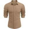 COOFANDY Men’s Button Down Long Sleeve Shirt Casual Untucked Dress Shirt Regular Fit Wedding Shirts(Khaki)