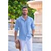 COOFANDY Men’s Button Down Long Sleeve Shirt Casual Untucked Dress Shirt Regular Fit Wedding Shirts(Light Blue)
