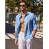 COOFANDY Men’s Button Down Long Sleeve Shirt Casual Untucked Dress Shirt Regular Fit Wedding Shirts(Light Blue)