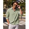 COOFANDY Men’s Button Down Long Sleeve Shirt Casual Untucked Dress Shirt Regular Fit Wedding Shirts(Light Green)