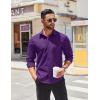 COOFANDY Men’s Button Down Long Sleeve Shirt Casual Untucked Dress Shirt Regular Fit Wedding Shirts(Purple)