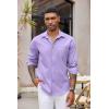 COOFANDY Men’s Button Down Long Sleeve Shirt Casual Untucked Dress Shirt Regular Fit Wedding Shirts(Purple Rose)