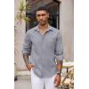 COOFANDY Men’s Button Down Long Sleeve Shirt Casual Untucked Dress Shirt Regular Fit Wedding Shirts(Quiet Gray)