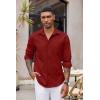 COOFANDY Men’s Button Down Long Sleeve Shirt Casual Untucked Dress Shirt Regular Fit Wedding Shirts(Red Dahlia)