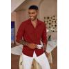COOFANDY Men’s Button Down Long Sleeve Shirt Casual Untucked Dress Shirt Regular Fit Wedding Shirts(Red Dahlia)