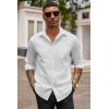 COOFANDY Men’s Button Down Long Sleeve Shirt Casual Untucked Dress Shirt Regular Fit Wedding Shirts(White)